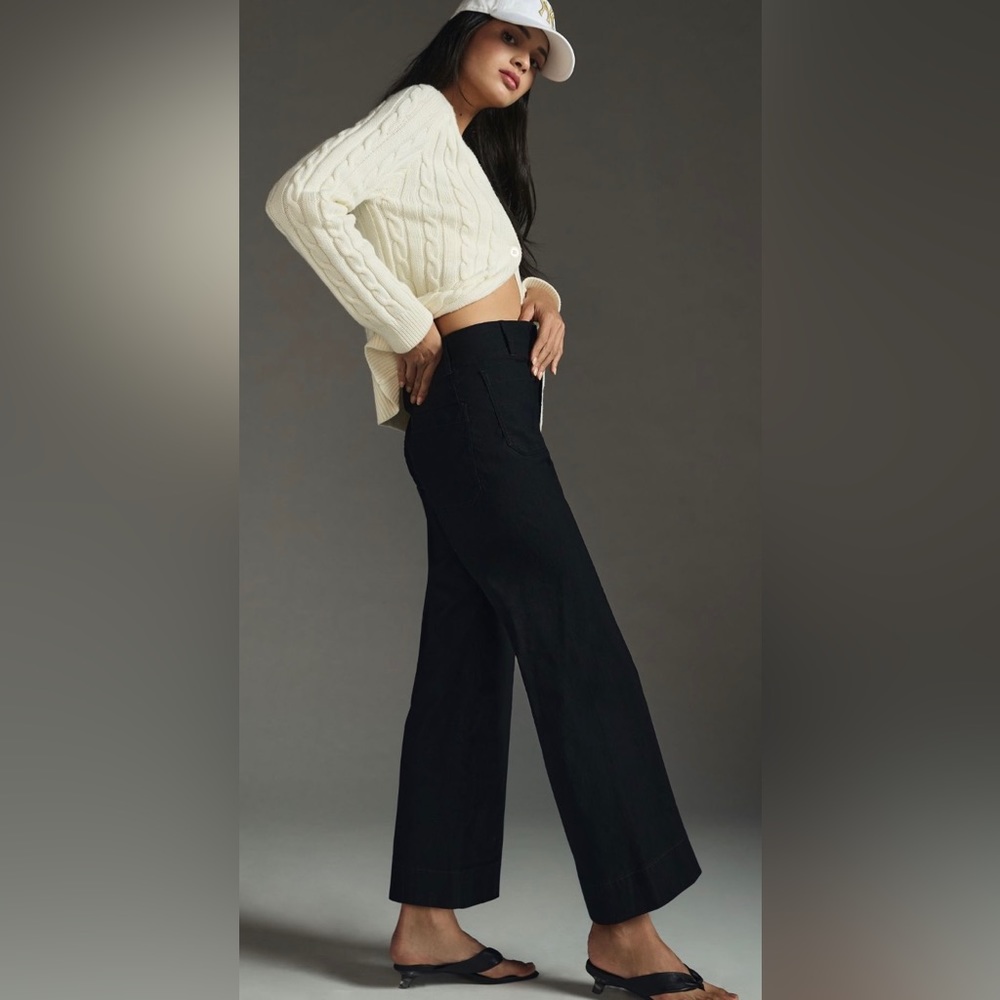 Anthropologie Black Wide Leg Pants